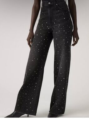 Levi's Black Ribcage Wide Leg Jeans